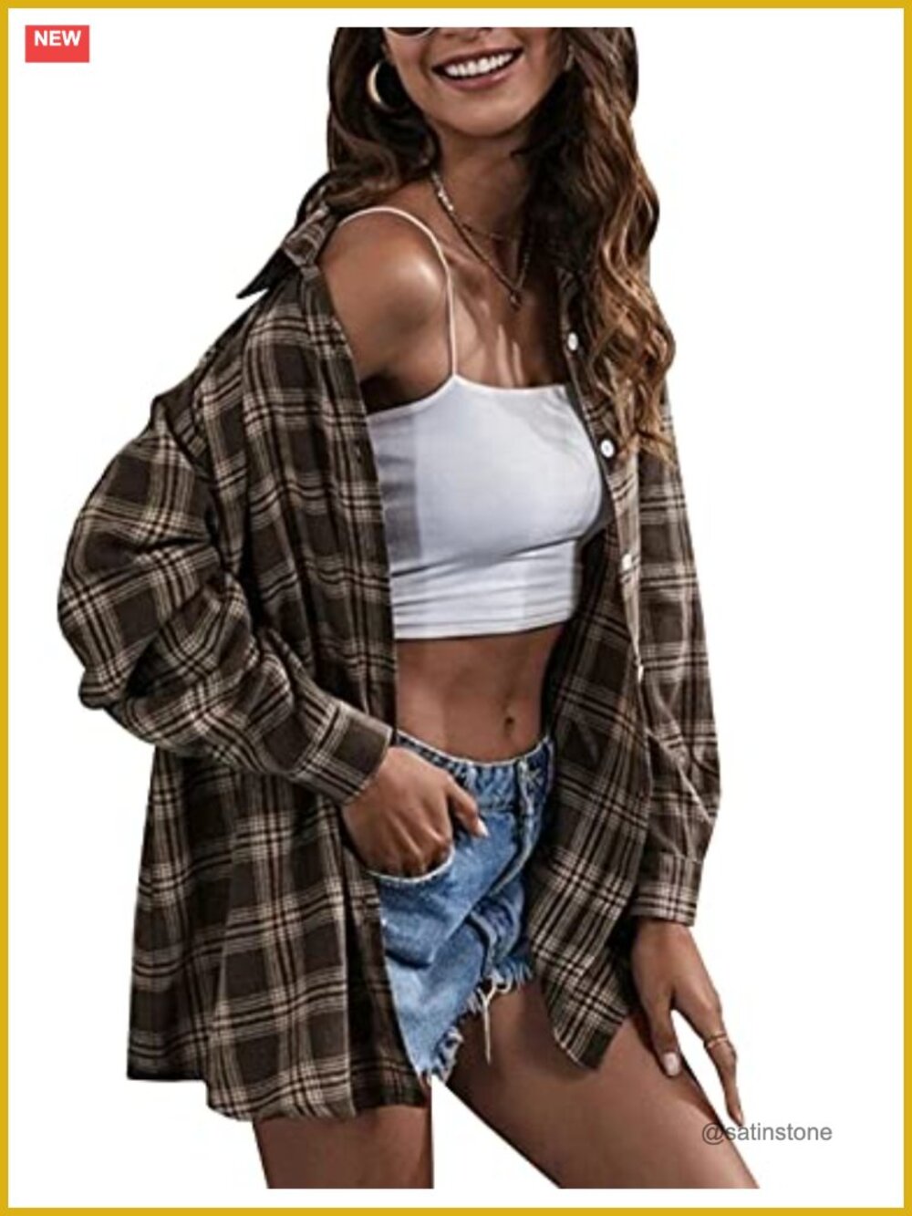 Oversized Plaid Button Down Shirt Women Long Sleeve Flannel Blouse